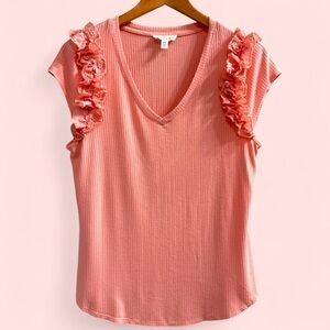 Women’s RIO & RIAN Orange Ruffle Top Size L